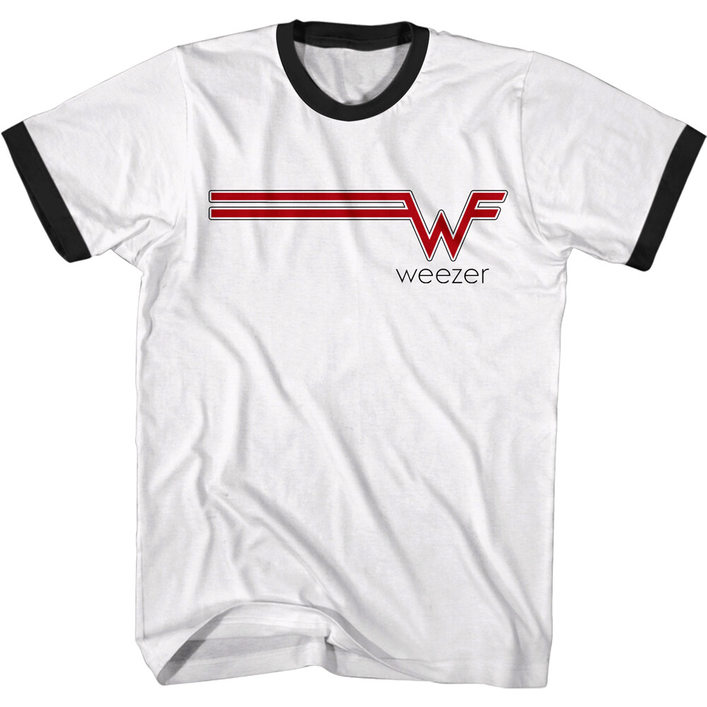 Weezer Striped Logo Ringer Men's T Shirt Official Band Merch
