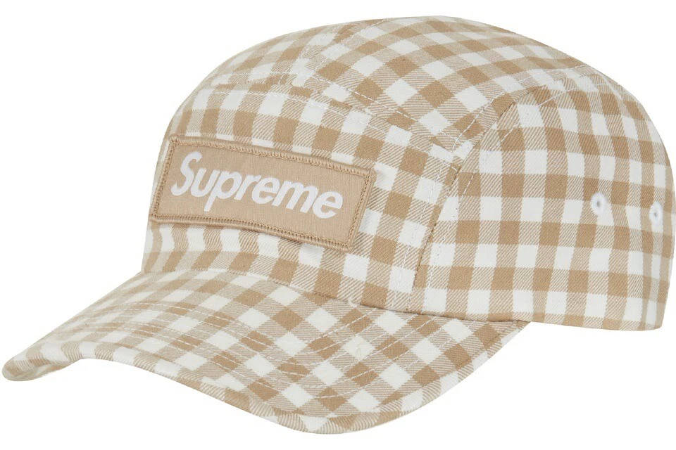Chapeau casquette de camp sergé Supreme Gingham bronzage SS23 neuf