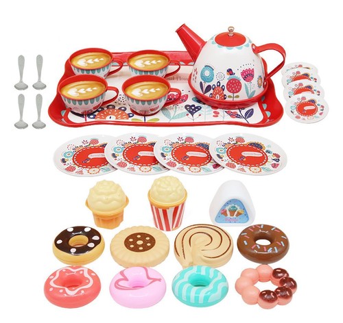 Kids 30 pcs Tea Party Set Pretend Kitchen Accessories Cup Cakes Muffins Toy - Picture 8 of 11