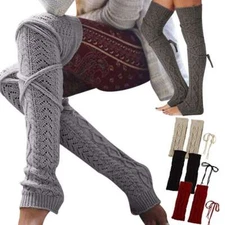 Long Socks Leg Warmer Over Knee High Knitted Winter Women Thigh Thick Stockings