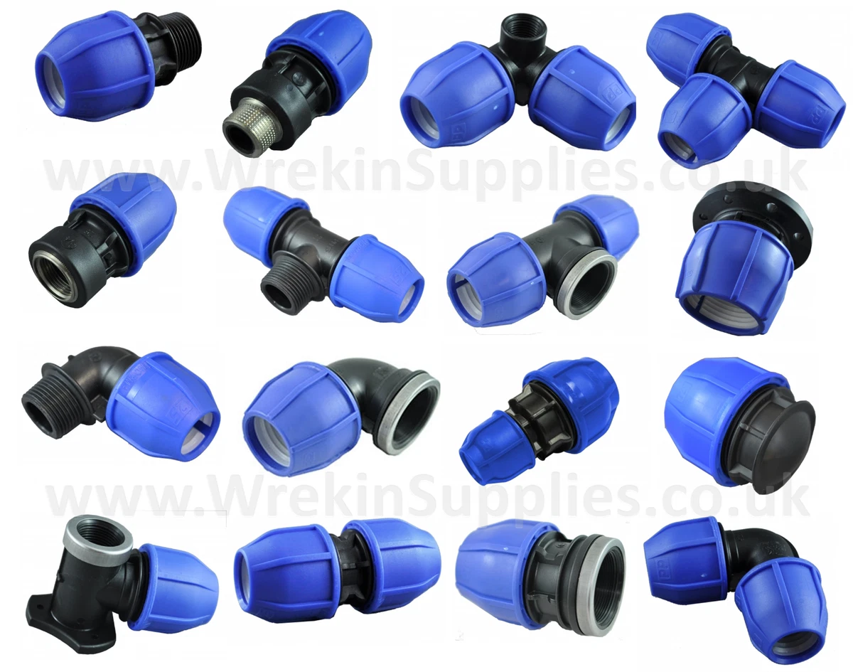 MDPE Plastic Compression Fitting PE100 LDPE Water Pipe WRAS Approved