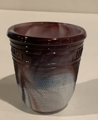 Antique JUST A THIMBLE FULL Purple Swirl Shot  SLAG GLASS  2 1/2 Oz, Circa 1880