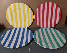Jia Wei Lifestyle Striped 11in Melamine Dinner Plates 4pc Thick Scallop Edge