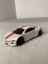 Hot Wheels 2012 Acura NSX Concept Blanc avec Bandes Rouges Voiture de sport 1/64
