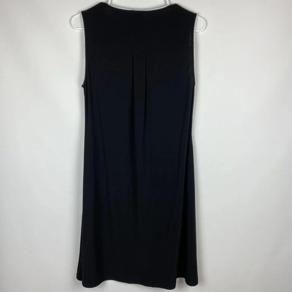 Vestido corto ligero Anne Klein para mujer talla 4 negro sin mangas cuello en V Foto 2 de 4