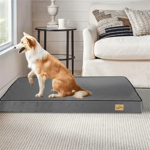 Lit de chien en mousse orthopédique imperméable à l'eau Matelas chaud pour chien de Crate avec couverture lavable