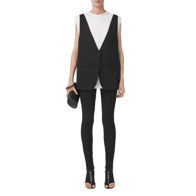 Burberry Damen Mantel UK 12 Schwarz Seide Mit Anderem Mantel Neu Mit Etikett