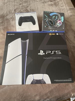 Sony PlayStation 5 Slim Digital 1TB 2 DualSense Controllers Wht&Blk Headset