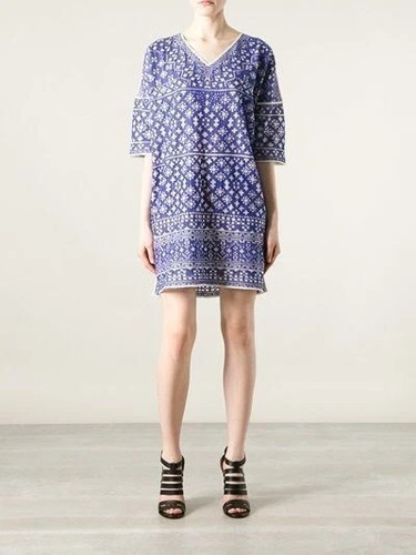 Isabel Marant Etoile Femmes beverly Brodé Bleu Blanc Robe Tunique XL 42 - Photo 2 sur 20