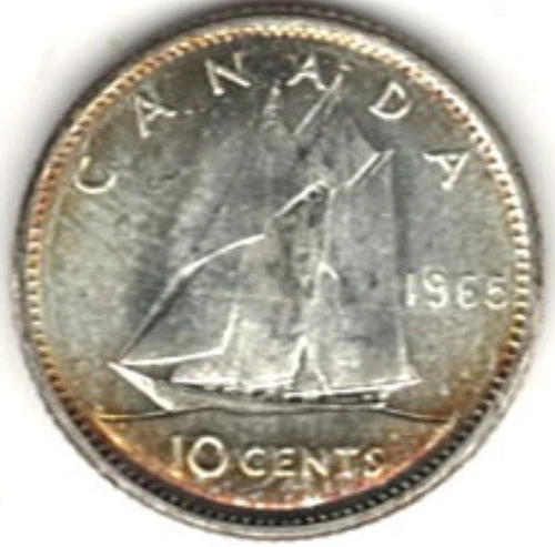 1965 SILVER CANADA TEN CENTS PROOF LIKE SURFACES ~ PLEASE SEE THE SCAN stkpl-5