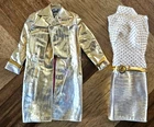 VINTAGE BARBIE DOLL INTRIGUE #1470 Gold Metallic Jacket Dress 60S MATTEL