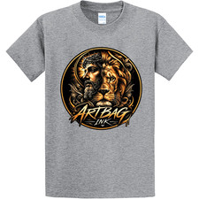 NEW Artbag Ink Clothing JESUS x LION GREY Tee Shirt SMALL-4XLARGE MADE IN USA