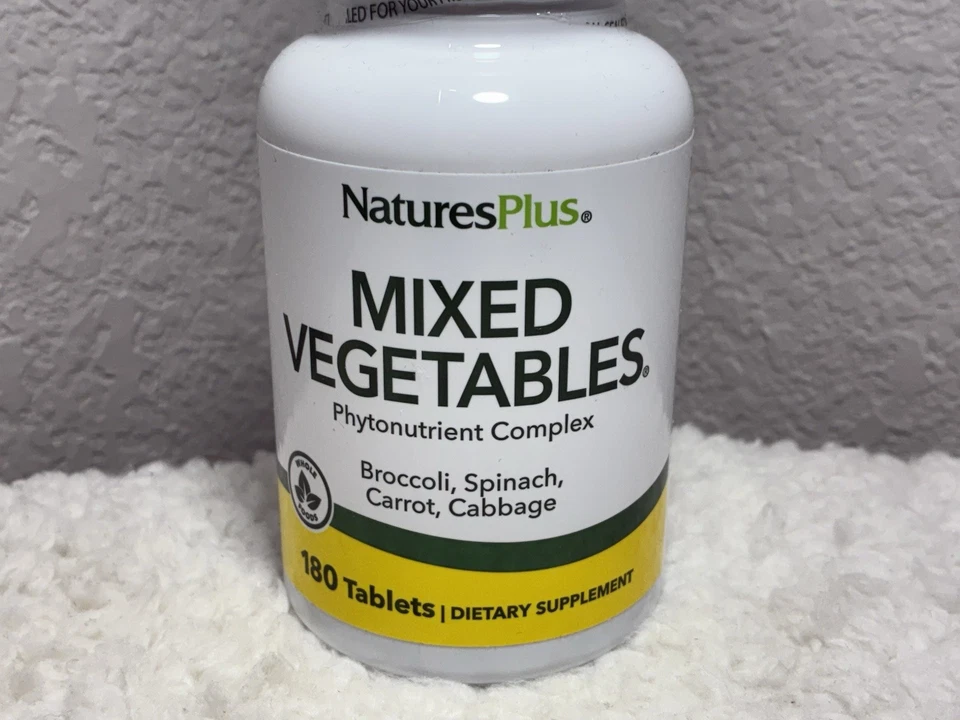 Natures Plus Verduras Mixtas - 1300 mg, 180 Comprimidos Vegetarianos - Potente Entero Foto 2 de 4