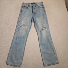Aeropostale High Rise Baggy Ripped Distressed Size 2 Reg Acid Wash denim jeans