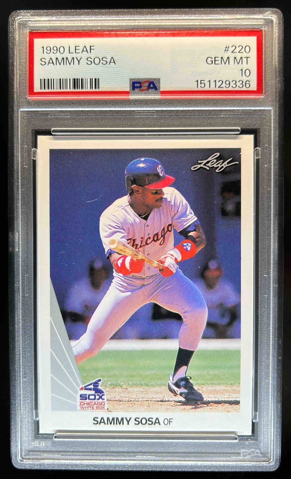 1990 Leaf Sammy Sosa RC #220 White Sox PSA 10 GEM MINT Rookie