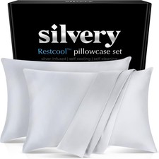 Restcool Silver Infused Cooling Pillowcase Set - 2 Pack -Cooling Pillowcases...