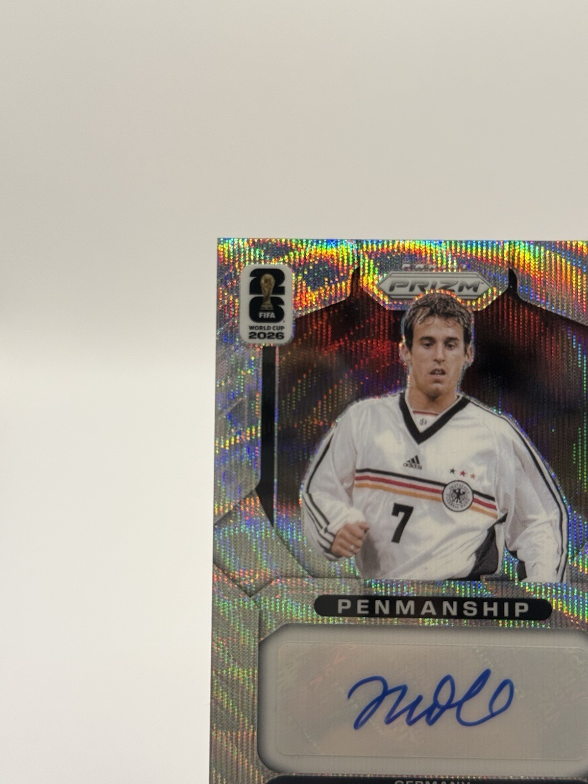 2026 Panini Prizm FIFA World Cup Mehmet Scholl Silver Wave Penmanship Auto SP view 2