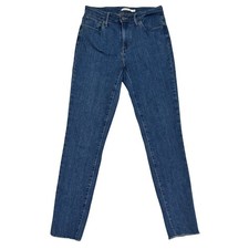 Levi  s 721 High Rise Skinny Jeans 28 Raw Hem Stretch Denim Mid Wash Ankle SlimFt