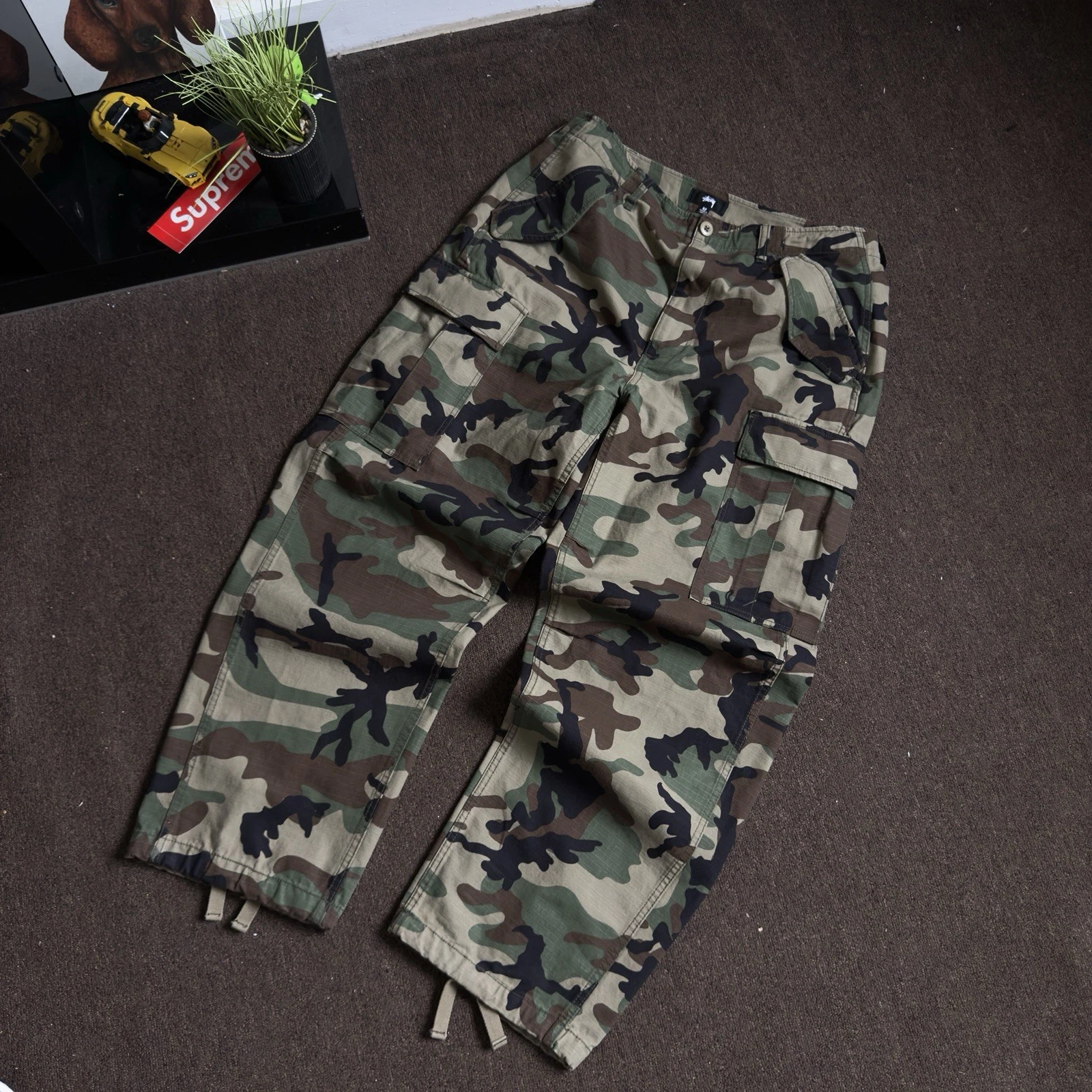 Stussy Woodland Camo Cargo Trousers W32 New Without Tags