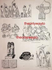 Persian Bas Reliefs & Egyptian Items, 8 Images, Illustration / Print, 1850