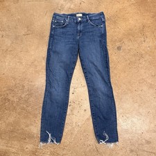Mother Jeans The Looker Ankle Fray Girl Crush Sz 27 Medium Wash Blue Stretch