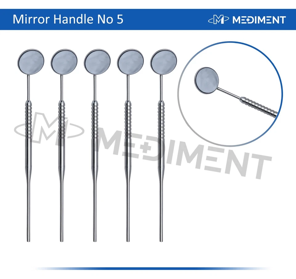 MEDIMENT INSTRUMENTS Dental Mouth Mirror, Tooth Examination Instrument, Thin handle CE* 5 Pcs