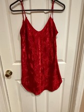 Honors Intimates Nightgown Womens Medium Satin Slip Chemise Lingerie RED