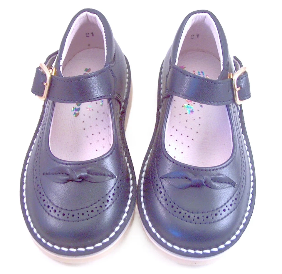 DE OSU - España - Niñas Cuero Azul Marino Vestido - Zapatos Escolares - Europeos - Talla 5-8 Foto 3 de 4