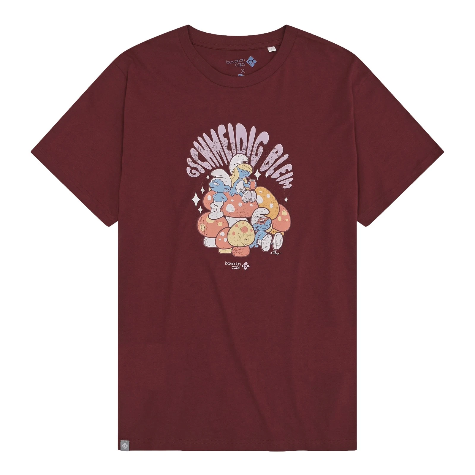 Bavarian Caps T-Shirt Smurfs Gschmeidig Bleim Dark Red Organic Cotton Men