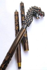 Vintage Walking Stick Carved Wood Cane With Dragon Handle Unique Walking Stick