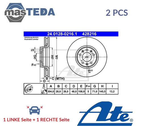240128-02161 BREMSSCHEIBEN SATZ VORNE ATE 2PCS NEU OE QUALITÄT - 第 1/5 張圖片