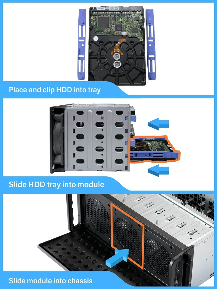 Estuche de montaje en rack para chasis de servidor 4U | 15 bahías de disco duro de 3,5" | Compatible con E-ATX | 6 fr... Foto 4 de 4