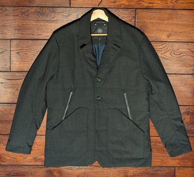 Aether Men's Transit Blazer in Black Wool Blend Insulated Tech Jacket Size XL