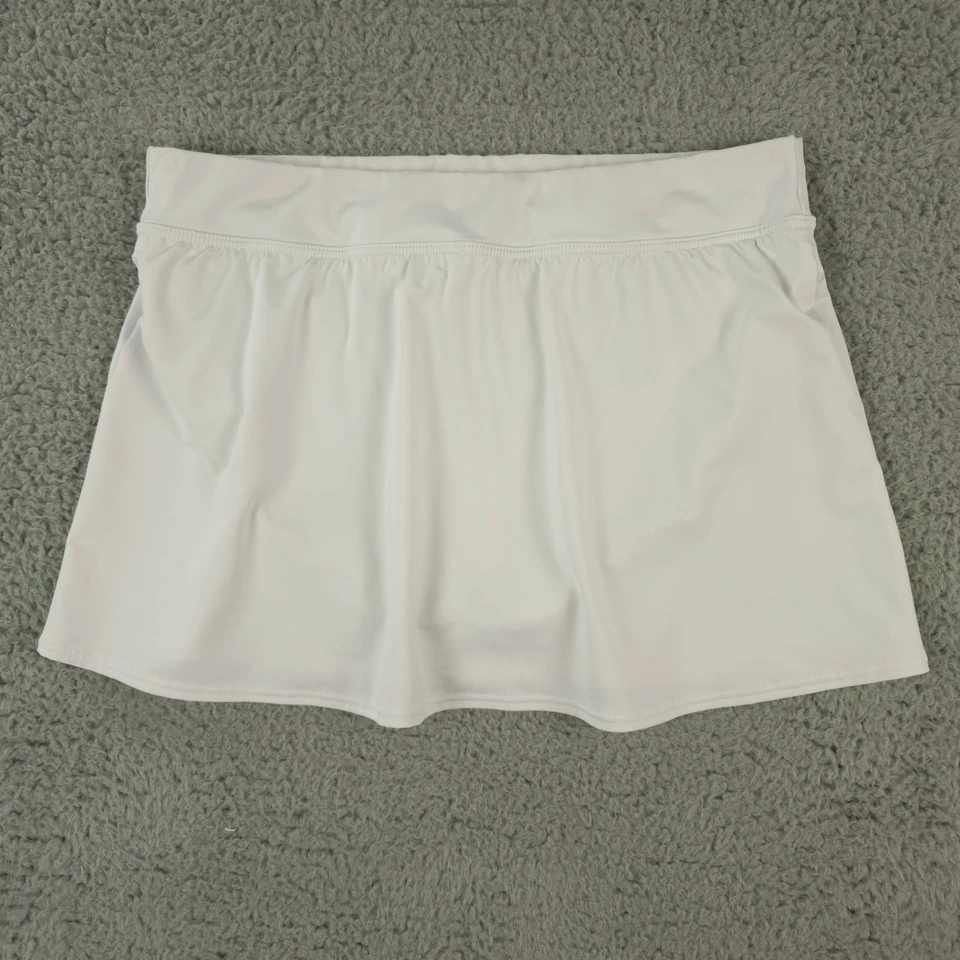 Lands End Swim Skirt Womens 14 White Swimsuit Bottom Brief Lined Skort Active - Image 2 of 4