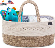 Baby Diaper Caddy Organizer, Portable Nursery Storage Basket with Changeable Com