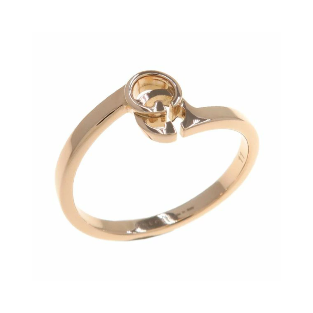 GUCCI Interlocking G Ring size US5.5 18k Pink Gold Auth #6519