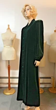 Vintage J Peterman Silk/Rayon Velvet Emerald Evening Dress Coat Size 12 Bust 38