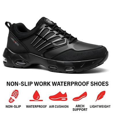LARNMERN Men's Non-Slip Work Shoes Waterproof Kitchen Chef Restaurant Sneakers