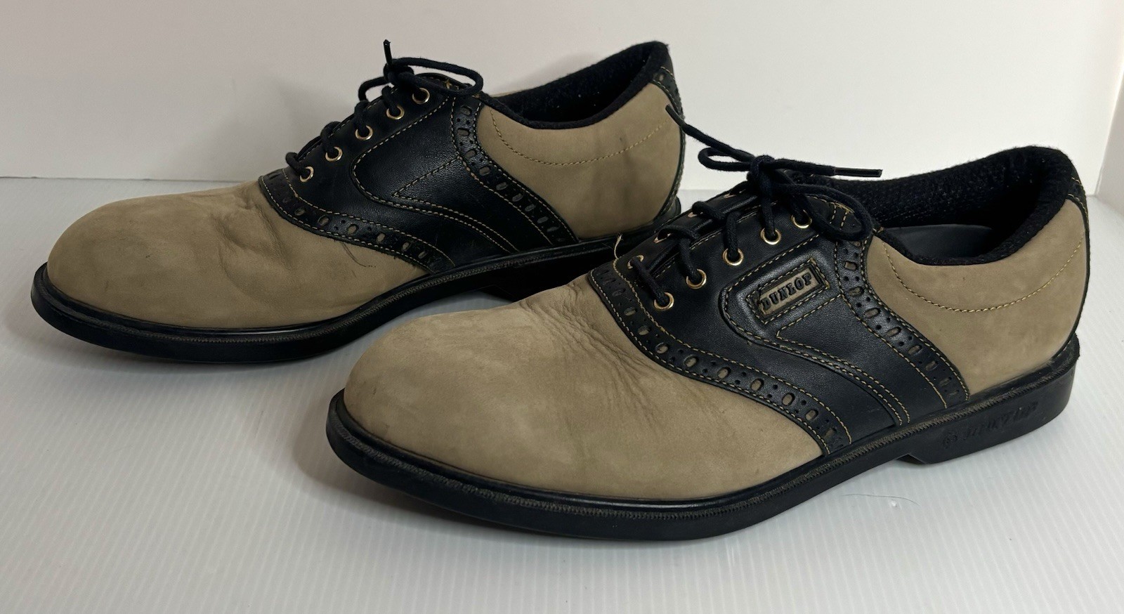 Tan Black Saddle Genuine Leather Size 10 Spike Less