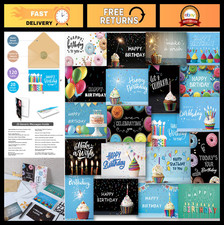 120 Bulk Birthday Cards with Envelopes - 20 Unique Designs, 4x6 Assortment, Shor