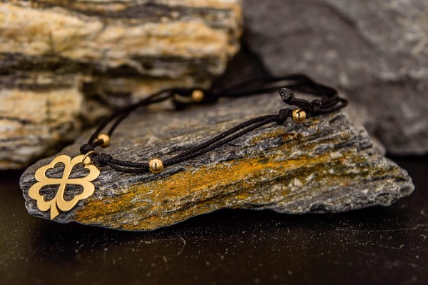 Goldene FußKette Mit Kleeblatt AnhäNger-image
