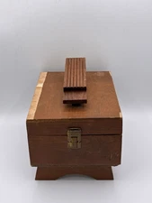 Vtg Wooden Shoe Shine Valet Box Kit w/ Footrest | G.H. Bass & Co. Polish Tins