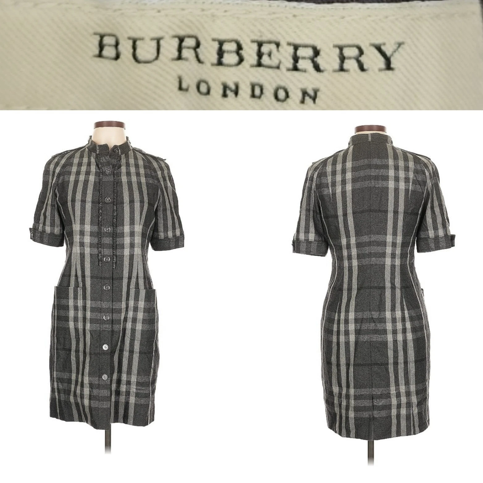 Burberry — RARE $2K Burberry Gray Nova Check Wool Blen Career Business Tailored Dress US 10