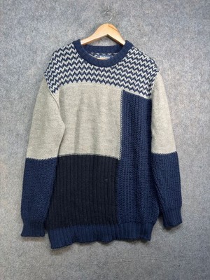 Barbour x White Mountaineering Pullover Gr. XXL Navy Grau Wolle Grobstrick