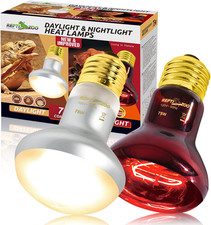 REPTI ZOO 75W Reptile Heat Lamp Bulb, 2PCS Day Night Basking Spot Light Combo