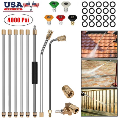 #ad High Pressure Power Washer Gun Extension Wand Lance Cleaner Nozzles Kit 4000PSI $30.00