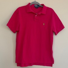 Polo by Ralph Lauren Men's Vibrant Pink Polo Shirt Size L. Embroidered Logo