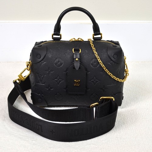 Louis Vuitton Petite Malle Souple Black Monogram Leather Bag Purse Handbag