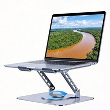 Laptop Stand for Desk, Adjustable Computer Stand with 360  Rotating Base, Gray
