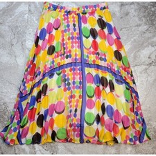 Bohemian Large Midi Skirt Pullon Pleated Line Colorful Polka Dots Fairy Vintage